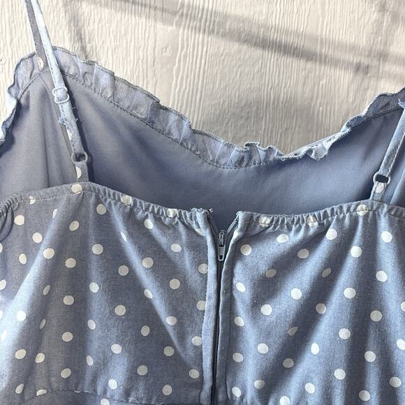 Mi Ami Mini Polka Dot Dress Spag Sraps Sweetheart Neckline Coquette Tiered SZ L - Picture 5 of 12